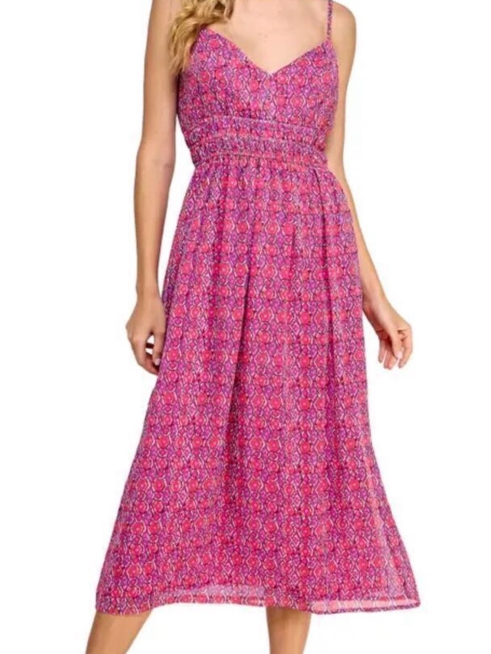 Koko + Mason Nordstroms Pink & Purple Printed Maxi Dress. Lightweight and Lined